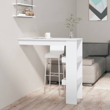 vidaXL Τραπέζι Μπαρ Τοίχου Γυαλ. Λευκό 102x45x103,5cm Επεξεργ. Ξύλο 1 τεμ.