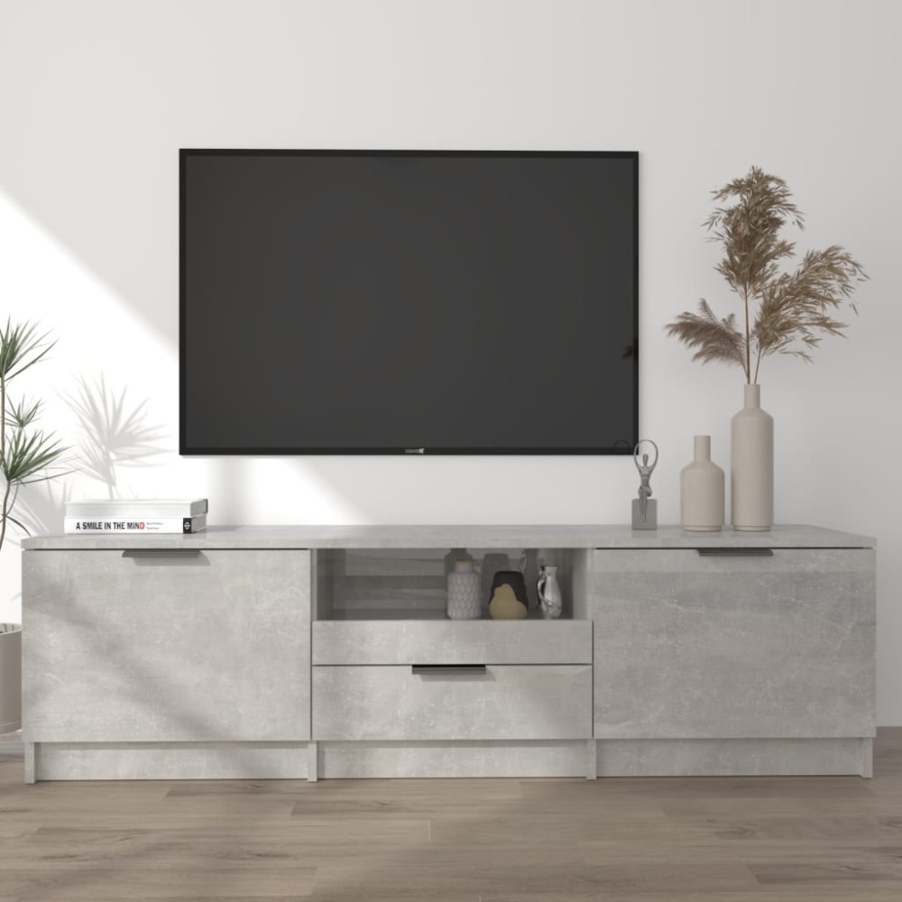 vidaXL Έπιπλο Τηλεόρασης Γκρι Σκυροδέματος 140x35x40cm Επεξεργ. Ξύλο