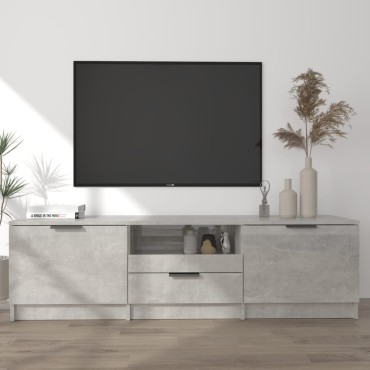 vidaXL Έπιπλο Τηλεόρασης Γκρι Σκυροδέματος 140x35x40cm Επεξεργ. Ξύλο
