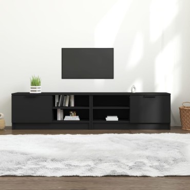 vidaXL Έπιπλα Τηλεόρασης 2 τεμ. Μαύρα 80x35x36,5cm Επεξεργ. Ξύλο