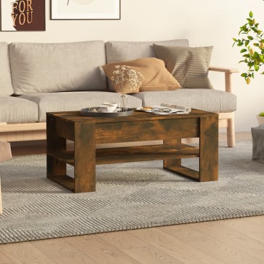vidaXL Τραπεζάκι Σαλονιού Καπνιστή Δρυς 102x55x45cm Επεξεργ. Ξύλο 1 τεμ.