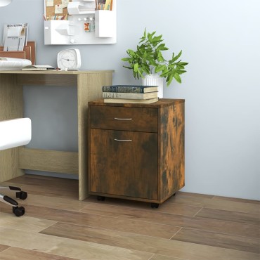 vidaXL Ντουλάπι Με Ροδάκια Καπνιστή Δρυς 45x38x54cm Επεξεργ. Ξύλο 1 τεμ.