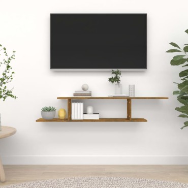 vidaXL Ράφι Τηλεόρασης Επιτοίχιο Καπν. Δρυς 125x18x23cm Επεξεργ. Ξύλο 1 τεμ.