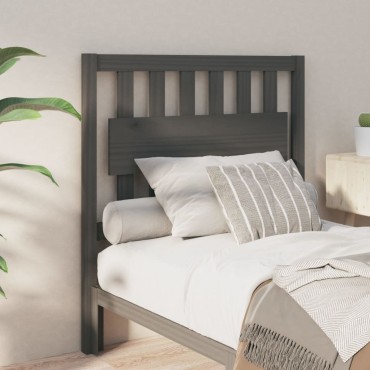 vidaXL Κεφαλάρι Κρεβατιού Γκρι 95,5x4x100cm από Μασίφ Ξύλο Πεύκου 1 τεμ.
