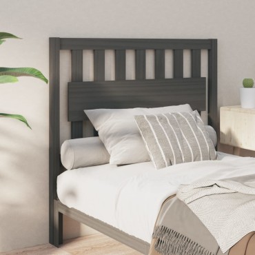 vidaXL Κεφαλάρι Κρεβατιού Γκρι 105,5x4x100cm Μασίφ Ξύλο Πεύκου 1 τεμ.