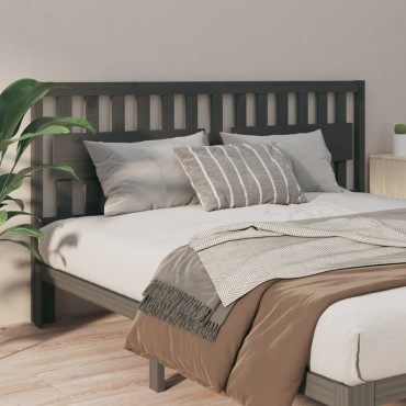 vidaXL Κεφαλάρι Κρεβατιού Γκρι 185,5x4x100cm από Μασίφ Ξύλο Πεύκου 1 τεμ.