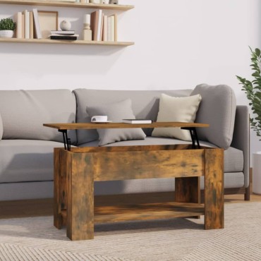 vidaXL Τραπεζάκι Σαλονιού Καπνιστή Δρυς 101x49x52cm Επεξεργ. Ξύλο 1 τεμ.