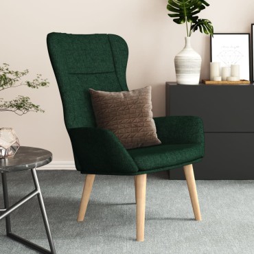 vidaXL Πολυθρόνα Relax Σκούρο Πράσινο Υφασμάτινη 70x77x94cm 1 τεμ.