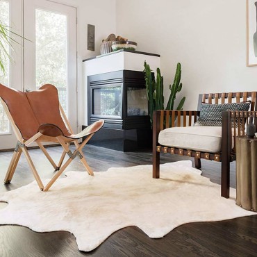 vidaXL Χαλί Μπεζ 150x170cm από Γνήσιο Δέρμα Αγελάδας