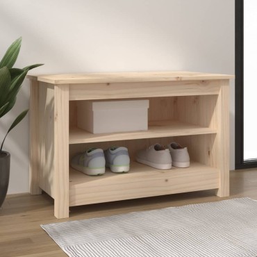 vidaXL Παπουτσοθήκη 70x38x45,5cm από Μασίφ Ξύλο Πεύκου