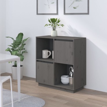vidaXL Ντουλάπι Γκρι 74x35x80cm από Μασίφ Ξύλο Πεύκου 1 τεμ.