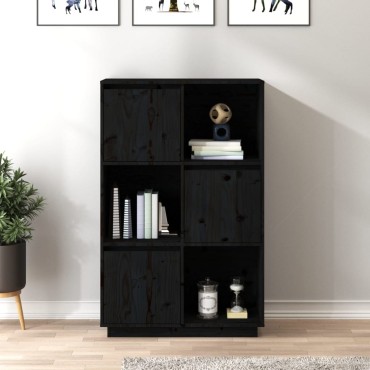 vidaXL Ντουλάπι Ψηλό Μαύρο 74x35x117cm από Μασίφ Ξύλο Πεύκου 1 τεμ.