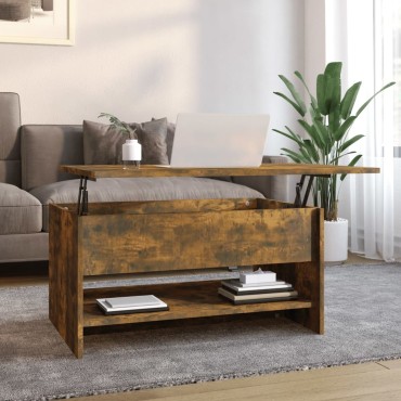 vidaXL Τραπεζάκι Σαλονιού Καπνιστή Δρυς 80x50x40cm Επεξεργασμ. Ξύλο 1 τεμ.