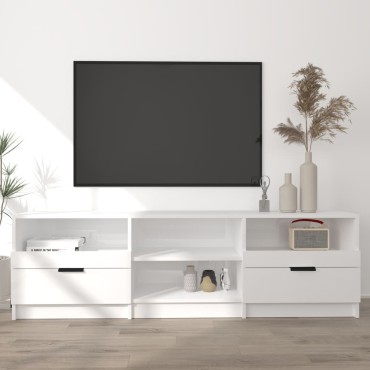 vidaXL Έπιπλο Τηλεόρασης Γυαλ. Λευκό 150x33,5x45cm από Επεξεργ. Ξύλο