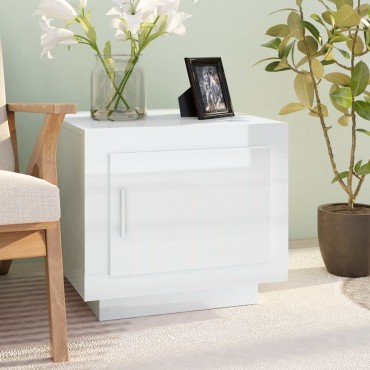 vidaXL Τραπεζάκι Σαλονιού Γυαλιστερό Λευκό 51x50x45cm Επεξεργ. Ξύλο 1 τεμ.