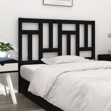 vidaXL Κεφαλάρι Κρεβατιού Μαύρο 205,5x4x100cm Μασίφ Ξύλο Πεύκου 1 τεμ.