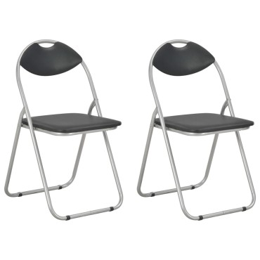 vidaXL Καρέκλες Τραπεζαρίας Πτυσσόμενες 2 τεμ. Μαύρες Συνθετικό Δέρμα 44x43x80,5cm