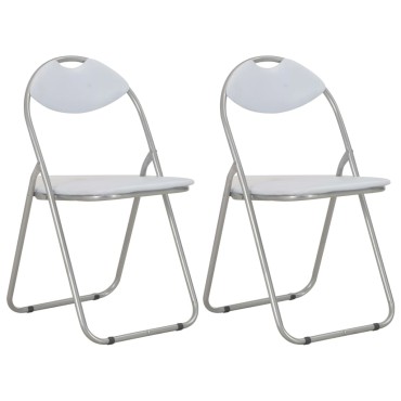 vidaXL Καρέκλες Τραπεζαρίας Πτυσσόμενες 2 τεμ. Λευκές Συνθετικό Δέρμα 44x43x80,5cm