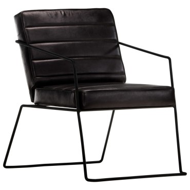 vidaXL Πολυθρόνα Μαύρη από Γνήσιο Δέρμα 52x70x71cm 1 τεμ.