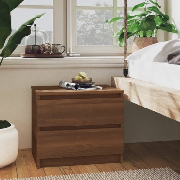 vidaXL Κομοδίνο Καφέ Δρυς 50x39x43,5cm από Επεξεργασμένο Ξύλο 1 τεμ.