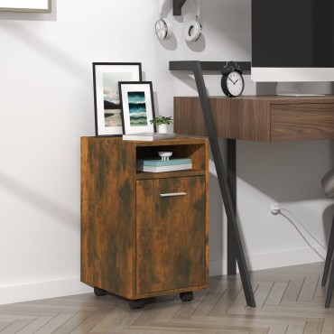 vidaXL Ντουλάπι με Ροδάκια Καπνιστή Δρυς 33x38x60cm Επεξεργ. ξύλο 1 τεμ.