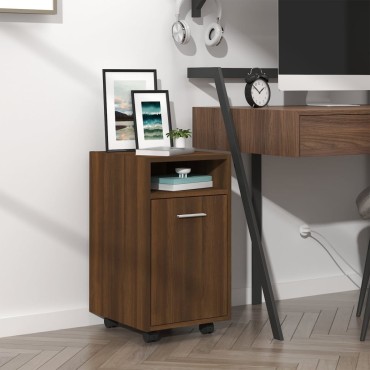 vidaXL Ντουλάπι με Ροδάκια Καφέ Δρυς 33x38x60cm Επεξεργασμένο ξύλο 1 τεμ.