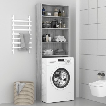 vidaXL Ντουλάπι Πλυντηρίου Γκρι Sonoma 64 x 24 x 190 εκ.