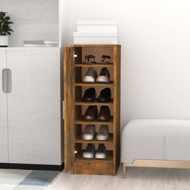 vidaXL Παπουτσοθήκη Καπνιστή Δρυς 32x35x92cm από Επεξεργασμένο Ξύλο