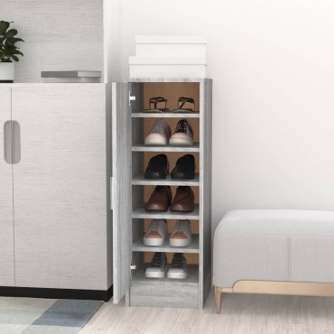 vidaXL Παπουτσοθήκη Γκρι Sonoma 32x35x92cm από Επεξεργασμένο Ξύλο