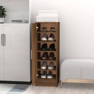 vidaXL Παπουτσοθήκη Καφέ Δρυς 32x35x92cm από Επεξεργασμένο Ξύλο