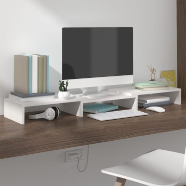 vidaXL Βάση Οθόνης Λευκή 80x24x10,5cm από Μασίφ Ξύλο Πεύκου
