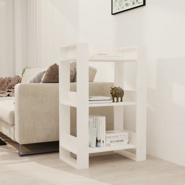 vidaXL Βιβλιοθήκη/Διαχωριστικό Χώρου Λευκό 60x35x91cm Μασίφ Πεύκο 1 τεμ.