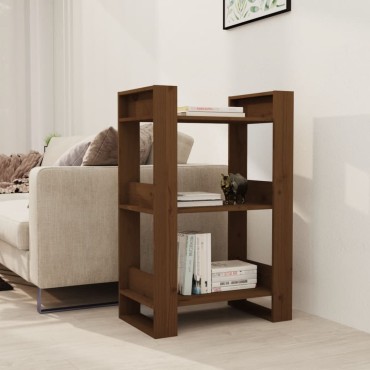 vidaXL Βιβλιοθήκη/Διαχωριστικό Χώρου Μελί 60x35x91cm Μασίφ Ξύλο 1 τεμ.