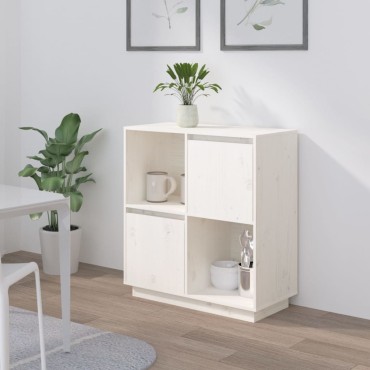 vidaXL Ντουλάπι Λευκό 74x35x80cm από Μασίφ Ξύλο Πεύκου 1 τεμ.