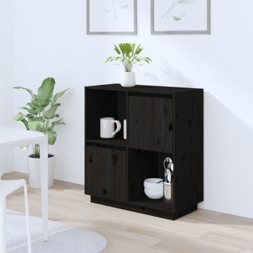 vidaXL Ντουλάπι Μαύρο 74x35x80cm από Μασίφ Ξύλο Πεύκου 1 τεμ.