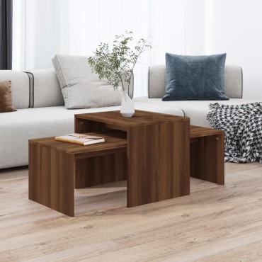 vidaXL Τραπεζάκια Σαλονιού Σετ Καφέ Δρυς 100x48x40cm Επεξεργ. Ξύλο 1 τεμ.
