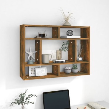 vidaXL Ραφιέρα Τοίχου Καπνιστή Δρυς 75x16x55cm από Επεξεργ. Ξύλο 1 τεμ.
