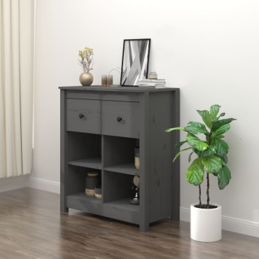 vidaXL Συρταριέρα Γκρί 70x35x80cm από Μασίφ Ξύλο Πεύκου 1 τεμ.