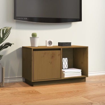 vidaXL Έπιπλο Τηλεόρασης Μελί 74x35x44cm από Μασίφ Ξύλο Πεύκου