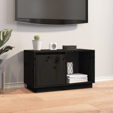 vidaXL Έπιπλο Τηλεόρασης Μαύρο 74x35x44cm από Μασίφ Ξύλο Πεύκου