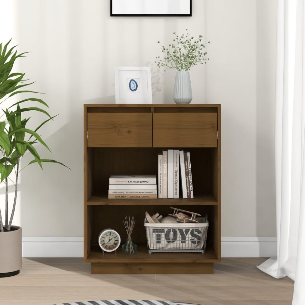 vidaXL Ντουλάπι Κονσόλα Μελί 60x34x75cm από Μασίφ Ξύλο Πεύκου 1 τεμ.