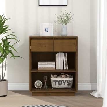 vidaXL Ντουλάπι Κονσόλα Μελί 60x34x75cm από Μασίφ Ξύλο Πεύκου 1 τεμ.