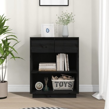 vidaXL Ντουλάπι Κονσόλα Μαύρο 60x34x75cm από Μασίφ Ξύλο Πεύκου 1 τεμ.