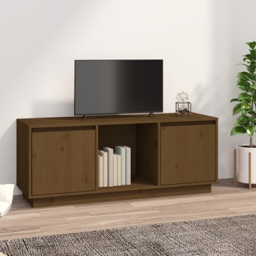 vidaXL Έπιπλο Τηλεόρασης Καφέ Μελί 110,5x35x44cm από Μασίφ Ξύλο Πεύκου