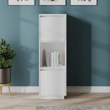 vidaXL Ντουλάπι Ψηλό Λευκό 38x35x117cm από Μασίφ Ξύλο Πεύκου 1 τεμ.