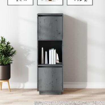 vidaXL Ντουλάπι Ψηλό Γκρι 38x35x117cm από Μασίφ Ξύλο Πεύκου 1 τεμ.