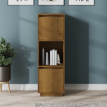 vidaXL Ντουλάπι Ψηλό Μελί 38x35x117cm από Μασίφ Ξύλο Πεύκου 1 τεμ.