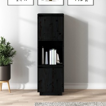 vidaXL Ντουλάπι Ψηλό Μαύρο 38x35x117cm από Μασίφ Ξύλο Πεύκου 1 τεμ.