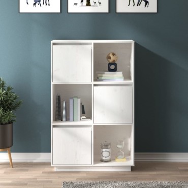 vidaXL Ντουλάπι Ψηλό Λευκό 74x35x117cm από Μασίφ Ξύλο Πεύκου 1 τεμ.