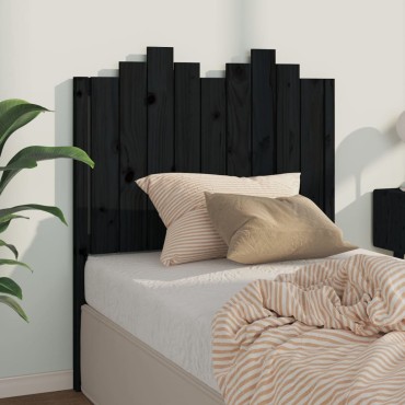 vidaXL Κεφαλάρι Κρεβατιού Μαύρο 96x4x110cm από Μασίφ Ξύλο Πεύκου 1 τεμ.